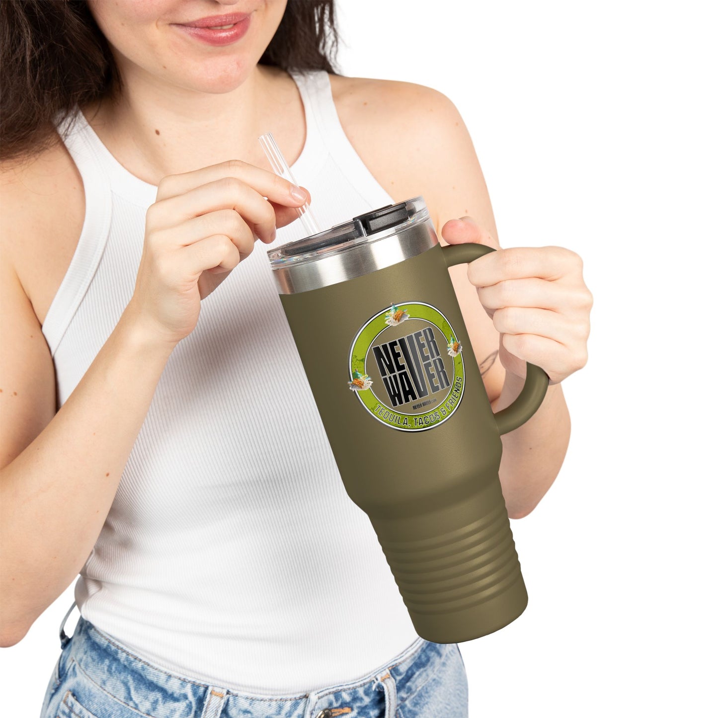 Never Waver Tequila, Tacos, And Friends Insulated Travel Mug, 40 oz