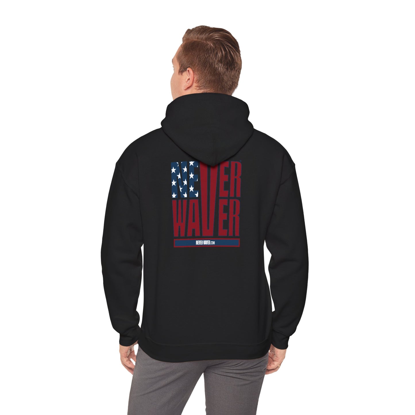 Never Waver Stylized Flag DesighnPatriotic Unisex Heavy Blend Hoodie