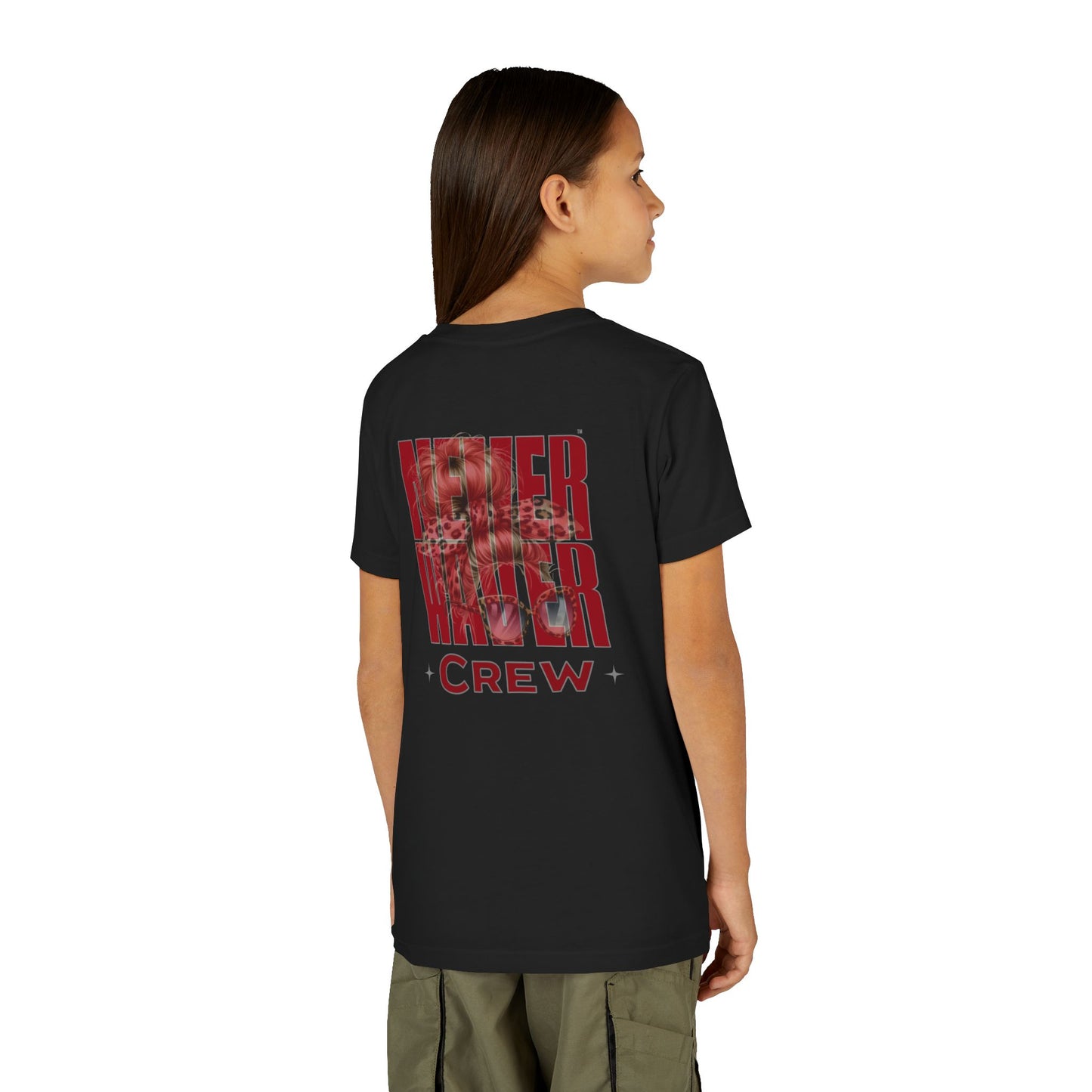Never Waver  Crew Leopard Youth Short Sleeve Tee