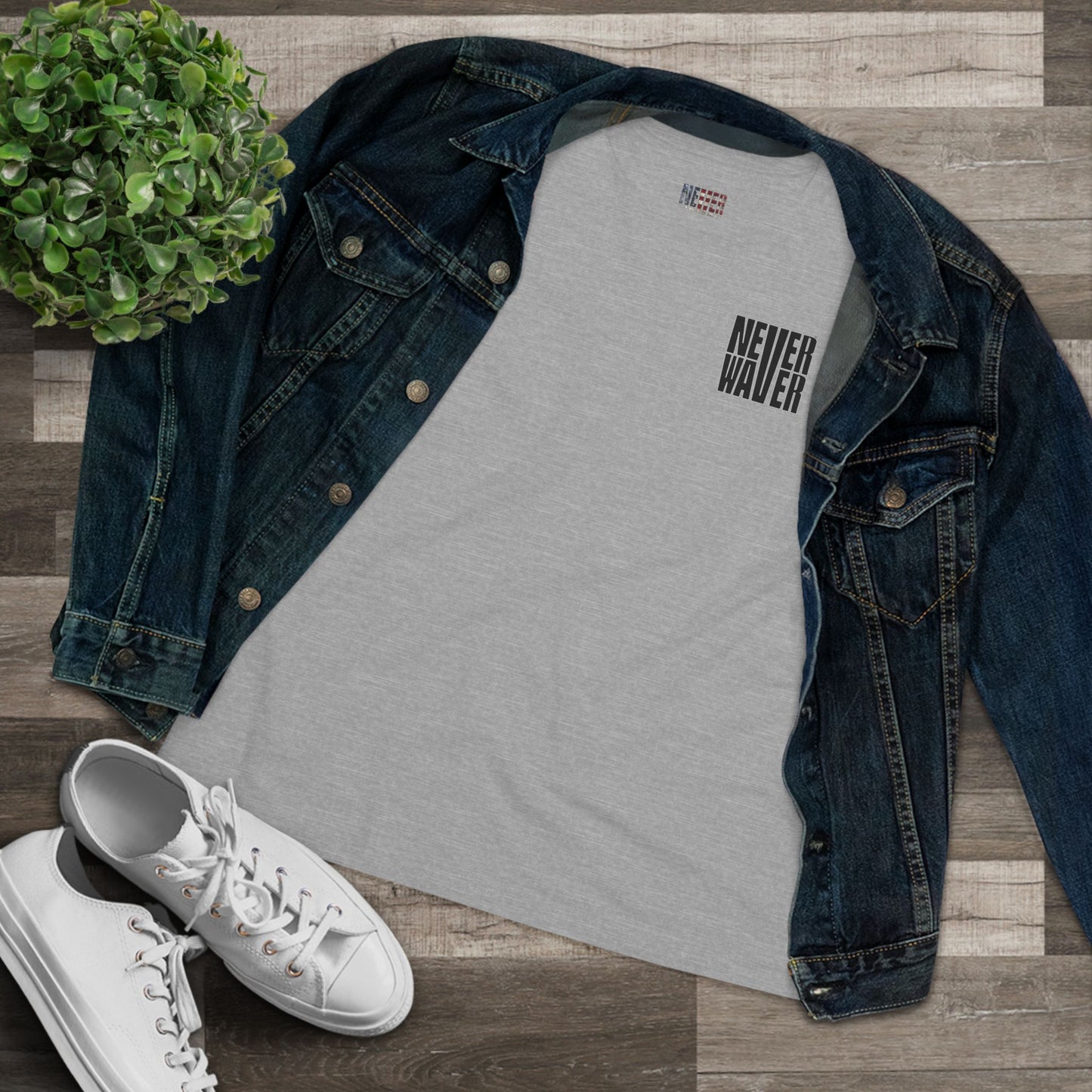 Never Waver” Jesus t-shirt might feature a bold, eye-catching design that reflects a steadfast faith and confidence in Christ.  Women's Cotton Tee