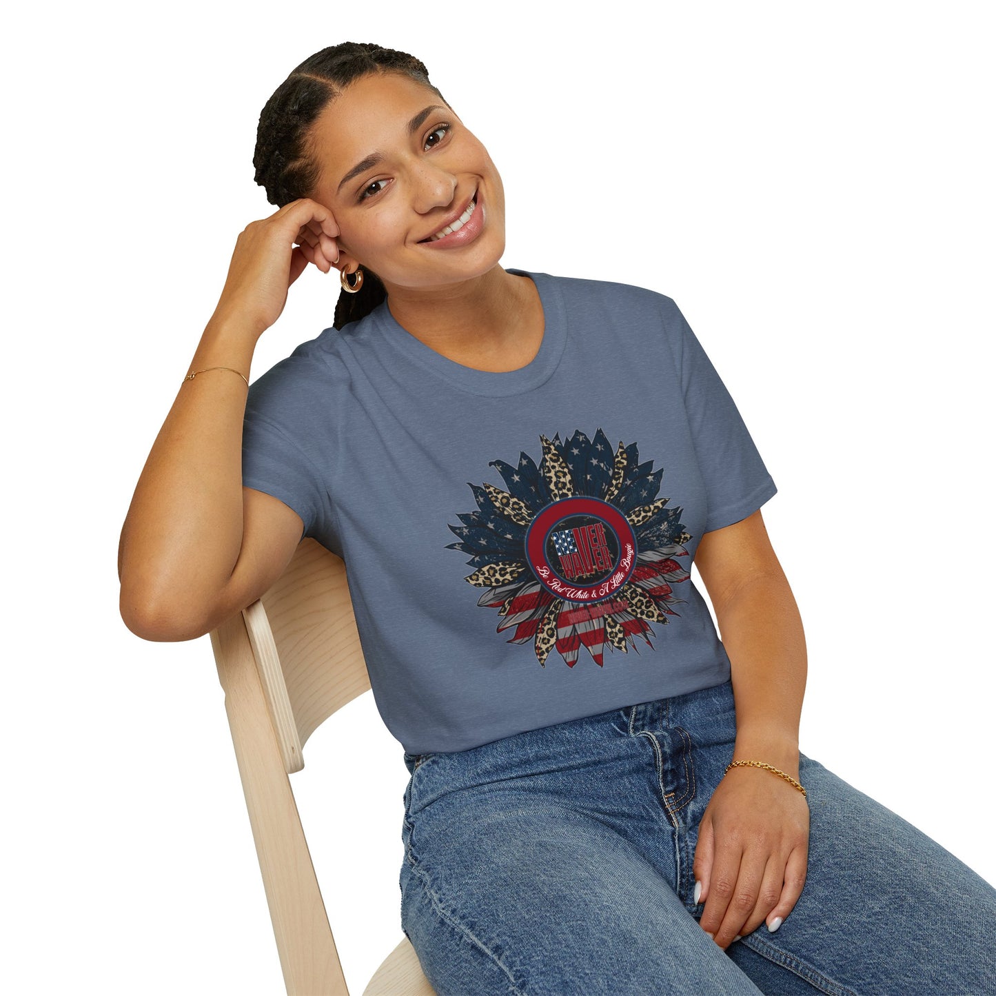 Never Waver Be Red White & a Little Bougie Unisex Softstyle T-Shirt