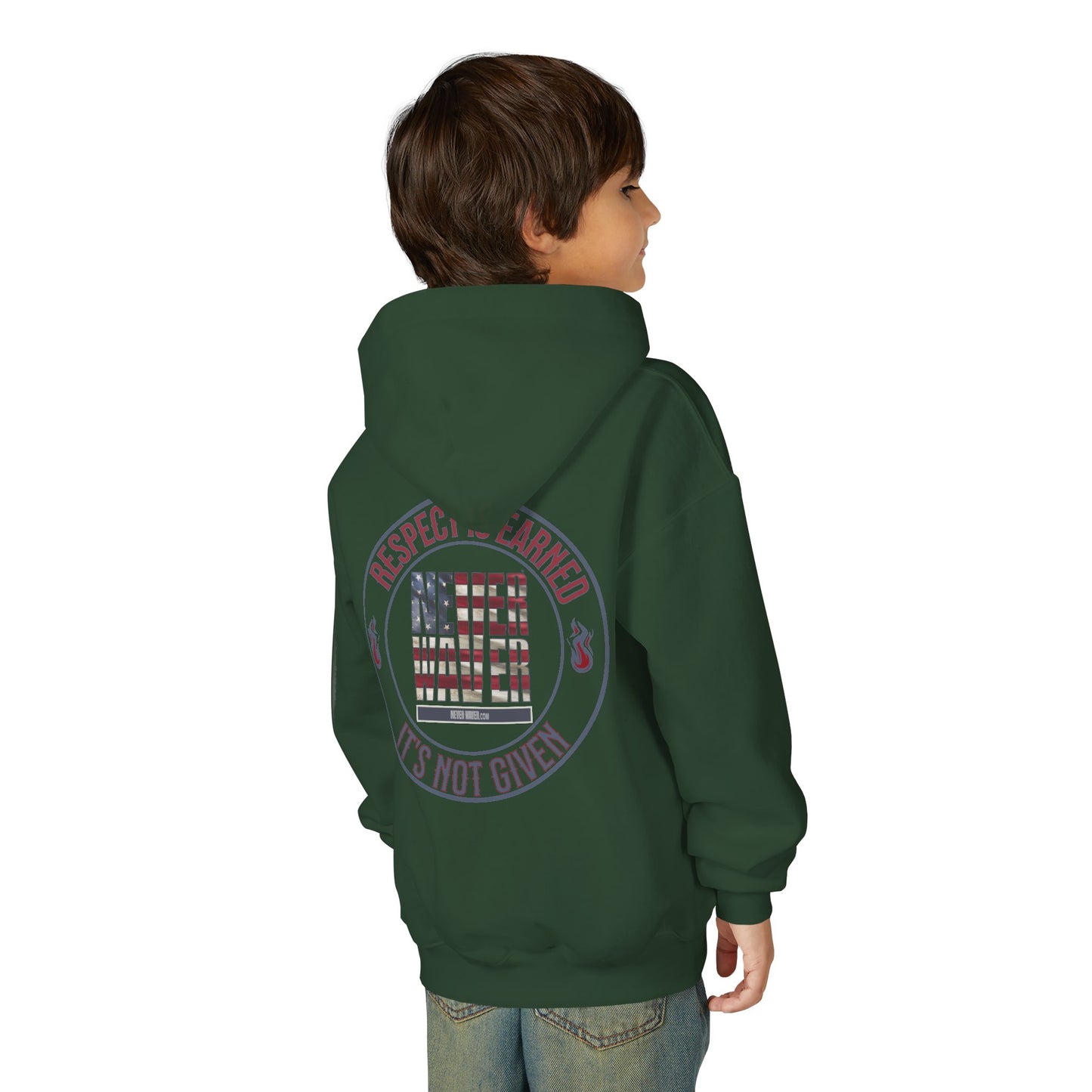 Youth Heavy Blend Hoodie - "Respect is Earned Never Waver It's Not Given" Motivational Sweatshirt