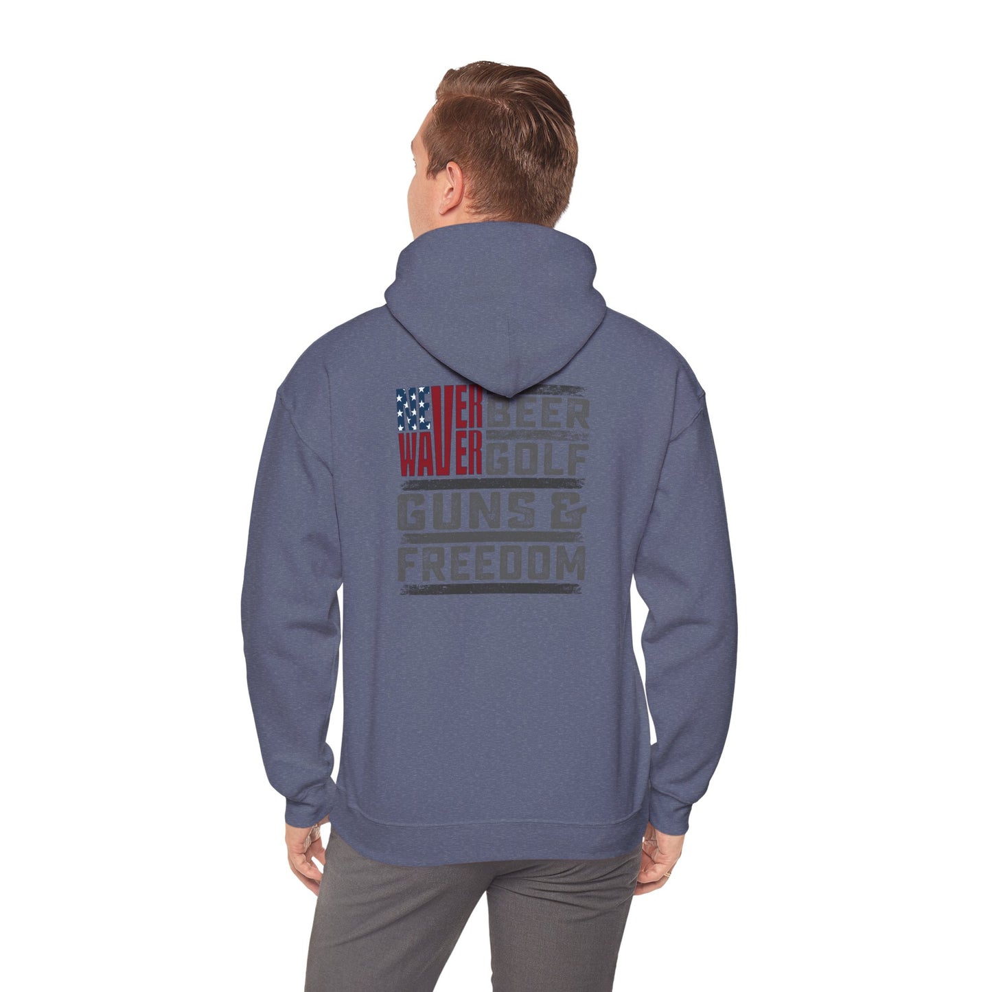 Never Waver Beer Golf Guns and Freedom Hoodie - Unisex Heavy Blend™ Sweatshirt