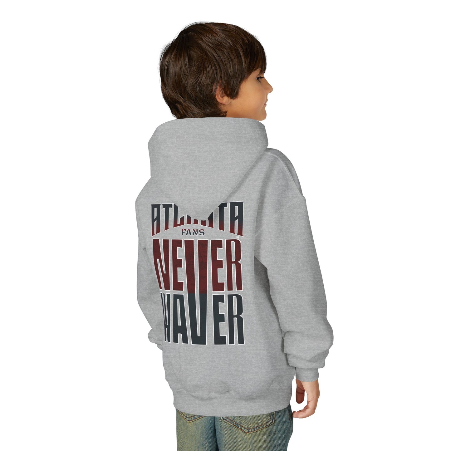 Atlanta Fans Never Waver Youth Heavy Blend Hooded Sweatshirt