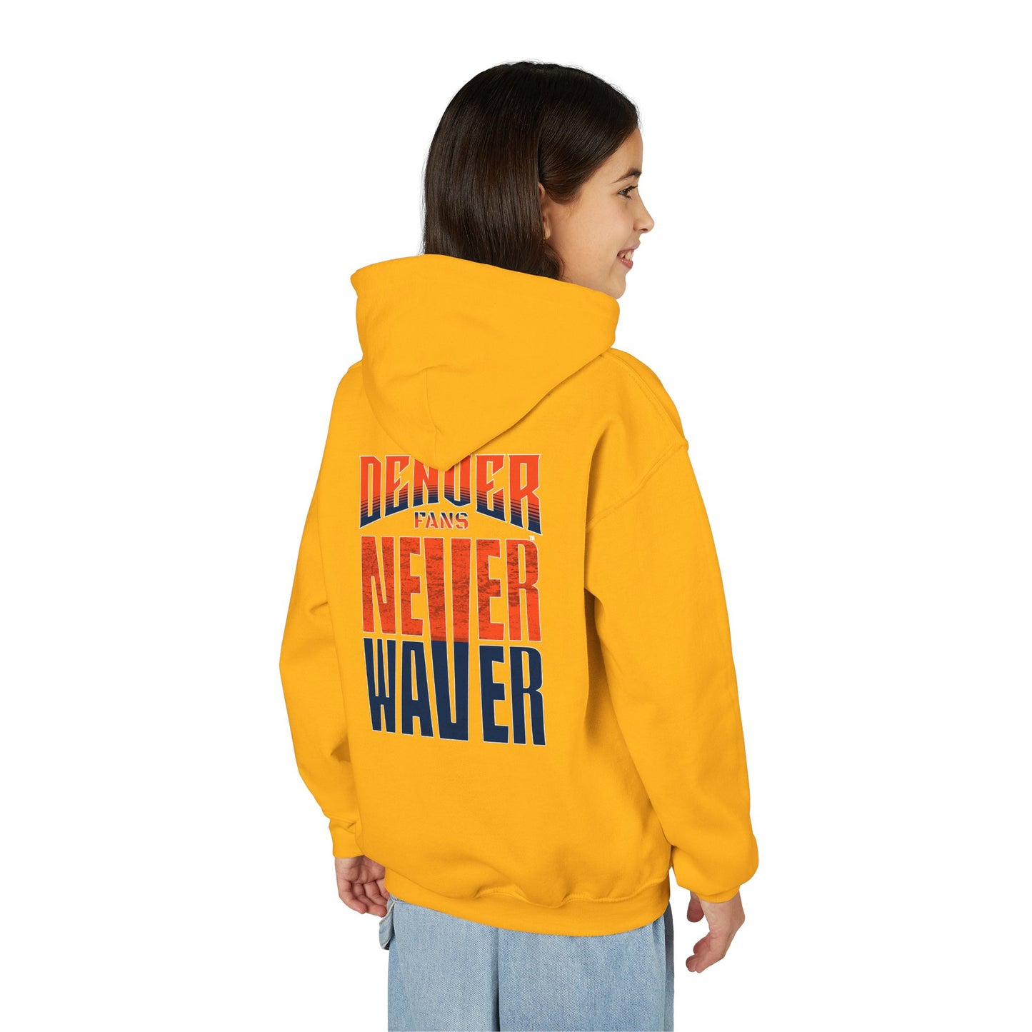 Denver Fans Never Waver Youth Heavy Blend Hoodie Sweatshirt