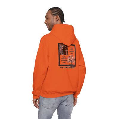 Cancer Awareness Hoodie - Never Waver - Fight, Hope, Strength, Love Tree of Ribbons
