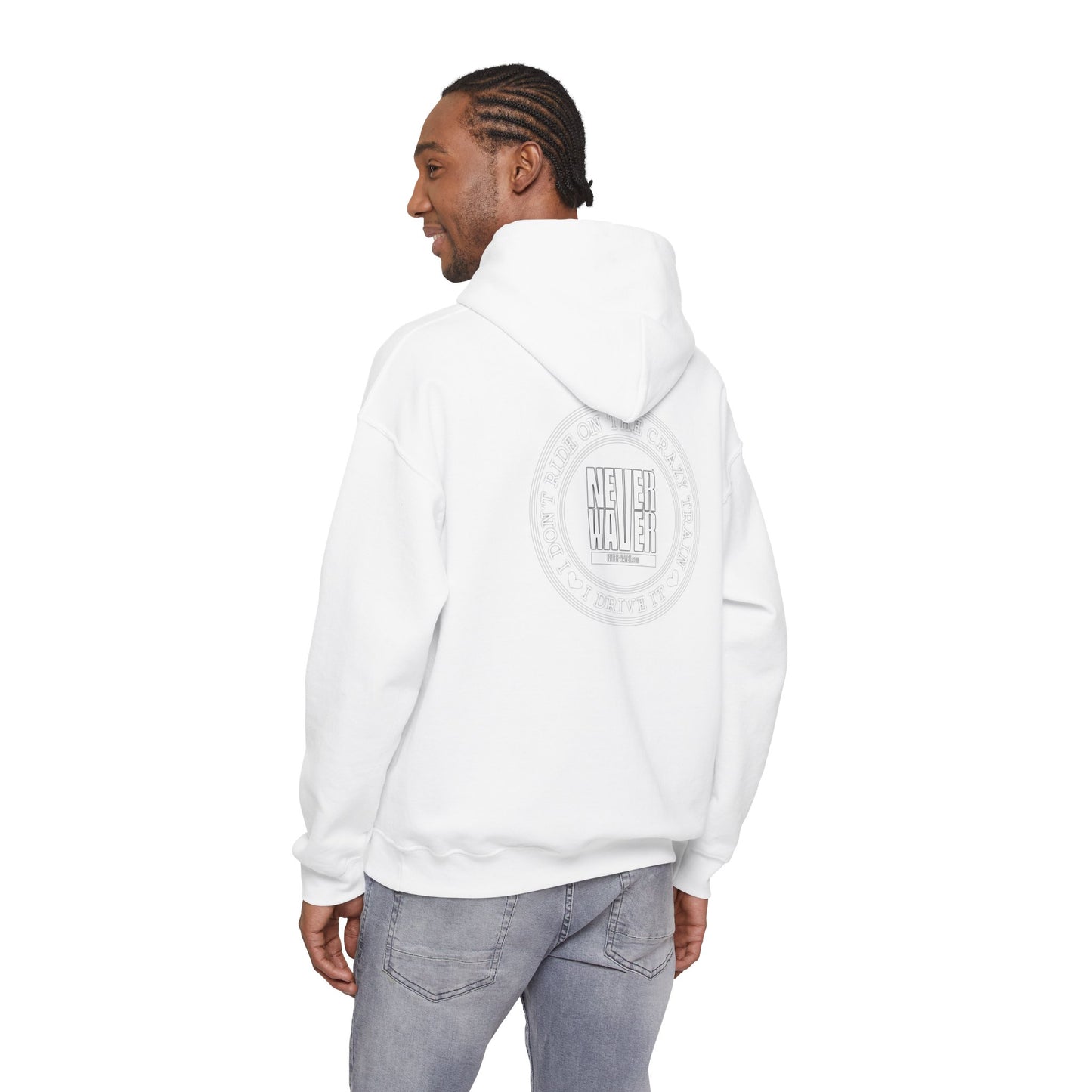 Never Waver I Don't Ride on the Crazy Train I Drive It Unisex Heavy Blend™ Hooded Sweatshirt