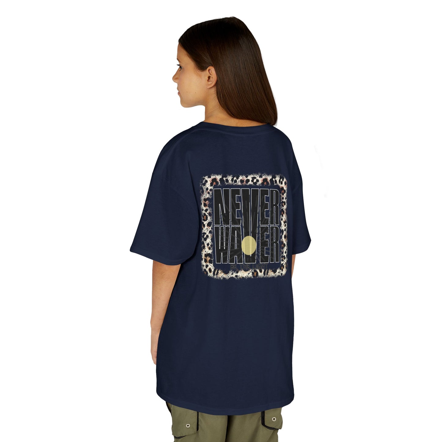 NEVER WAVER Be The Light Design - Stylish, Comfortable Everyday Wear Kids Heavy Cotton™ Tee