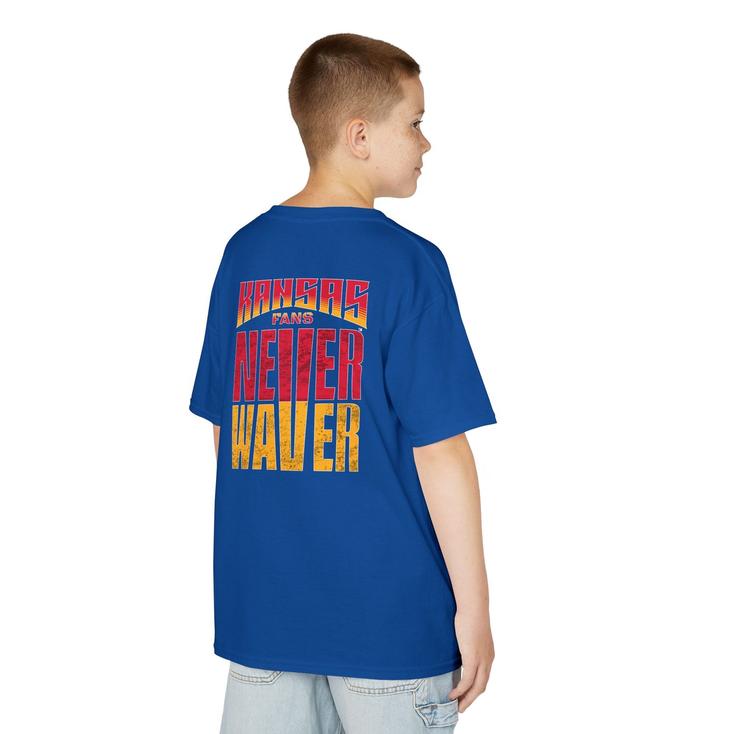 Kansas Fans Never Waver Kids Heavy Cotton™ Tee