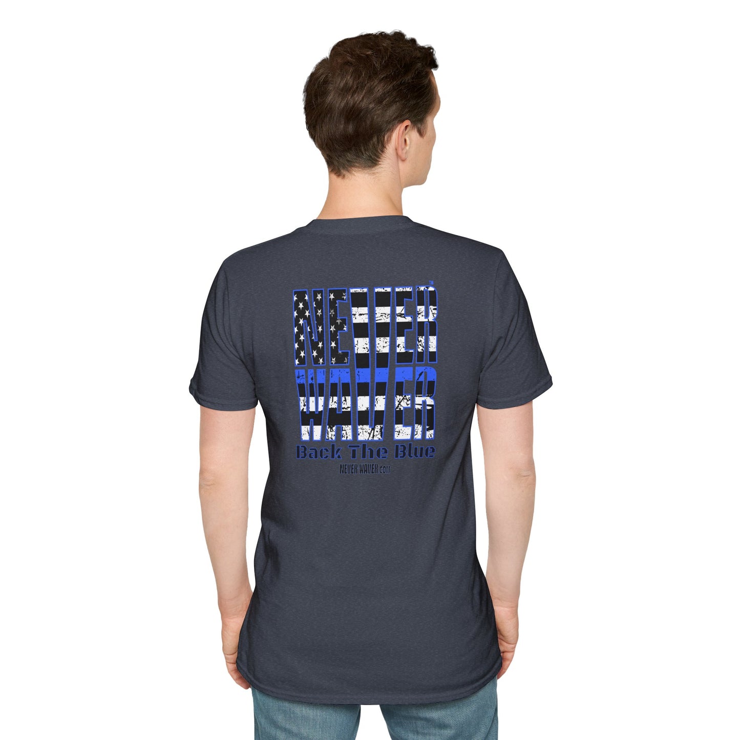 Never Waver Back The Blue  Unisex Softstyle T-Shirt