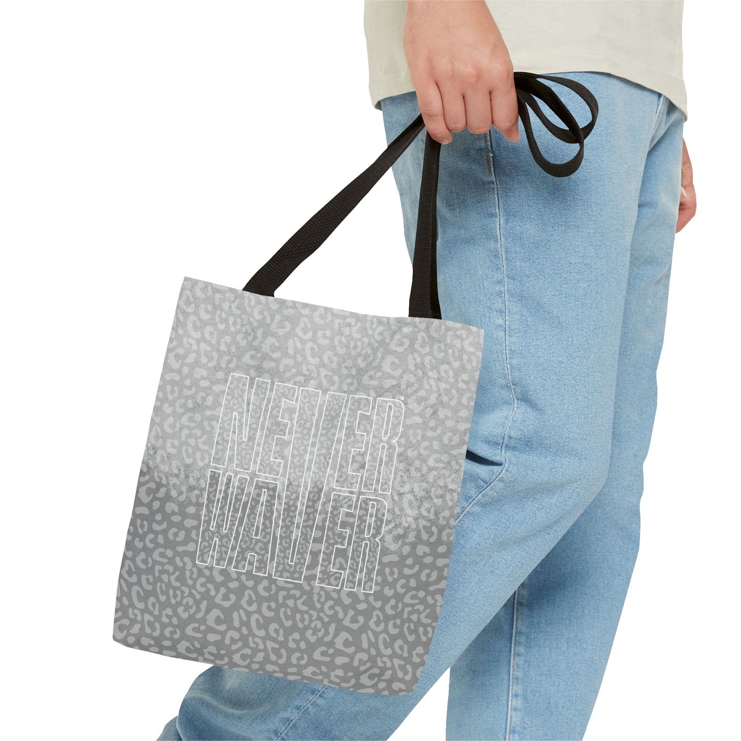 Never Waver Mamma Gray Leopard Tote Bag (AOP)