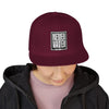 Never Waver Embroidered Square Script Snapback Hat — Bold Monochrome Streetwear