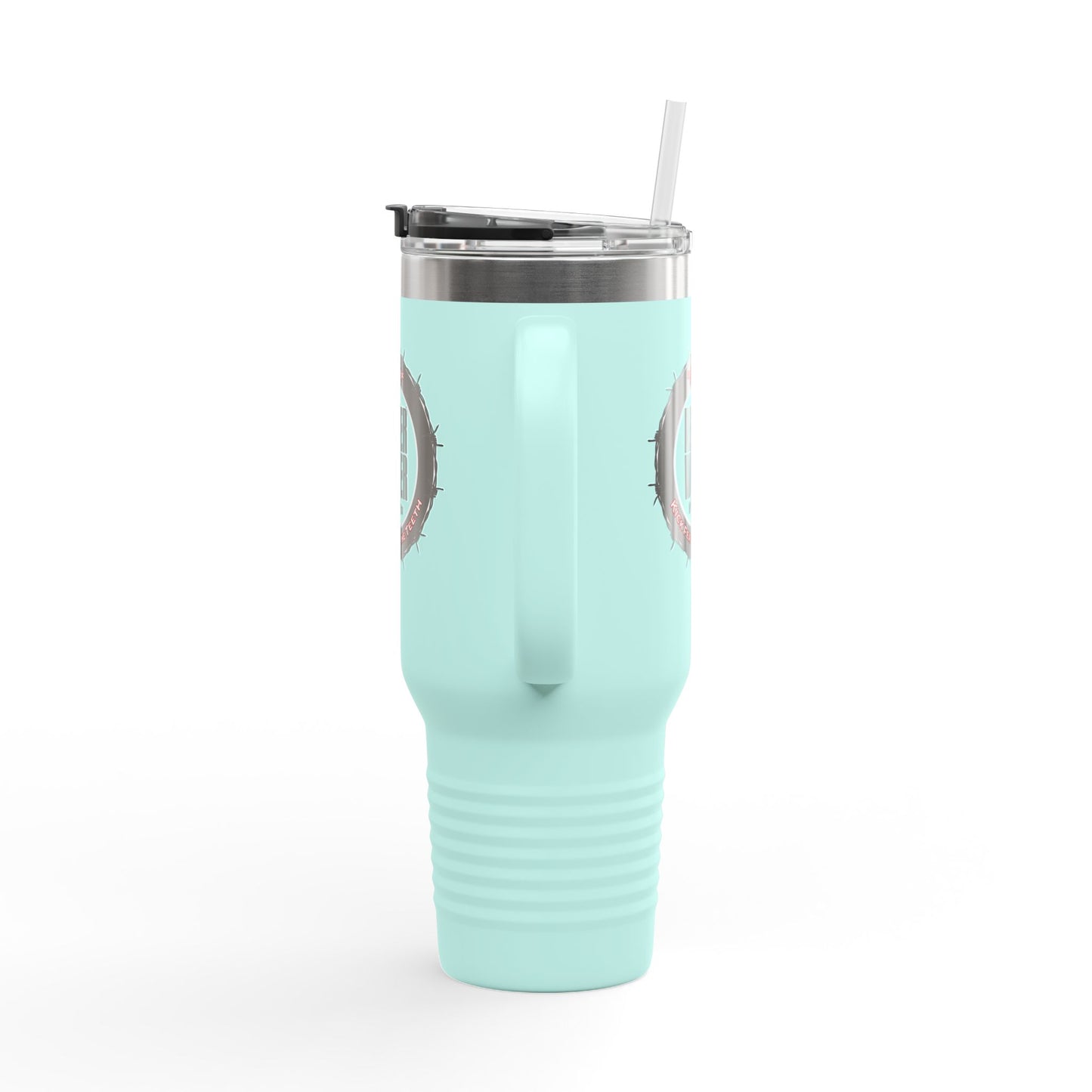 Never Waver 40oz Insulated Travel Mug — "Kick Fear in the Teeth"