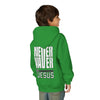 Youth Jesus Hoodie - "Never Waver” Jesus bold, eye-catching design that reflects a steadfast faith and confidence in Christ. " Sweatshirt for Young Jesus Lovers