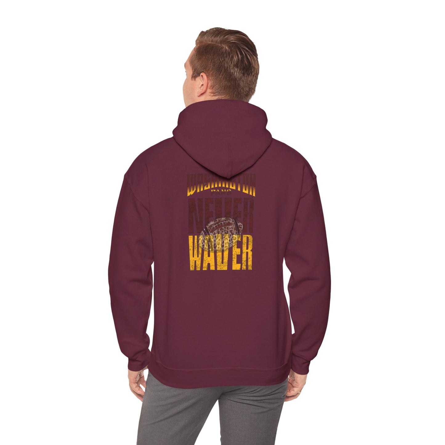 Unisex Heavy Blend™ Hooded Sweatshirt - Washington Fans Never Waver W Leopard Football- Perfect for Sports Fans