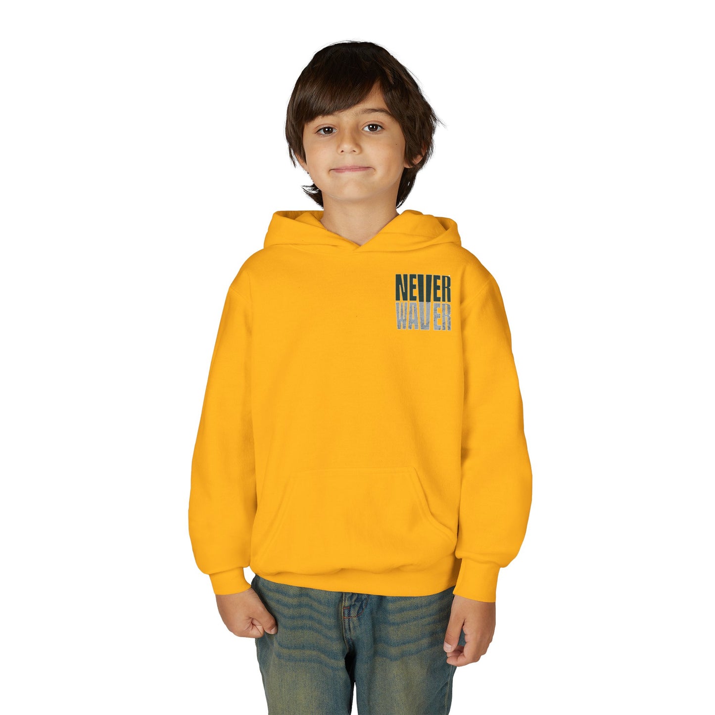 Philadelphia Fans Never Waver Youth Heavy Blend Hooded Sweatshirt