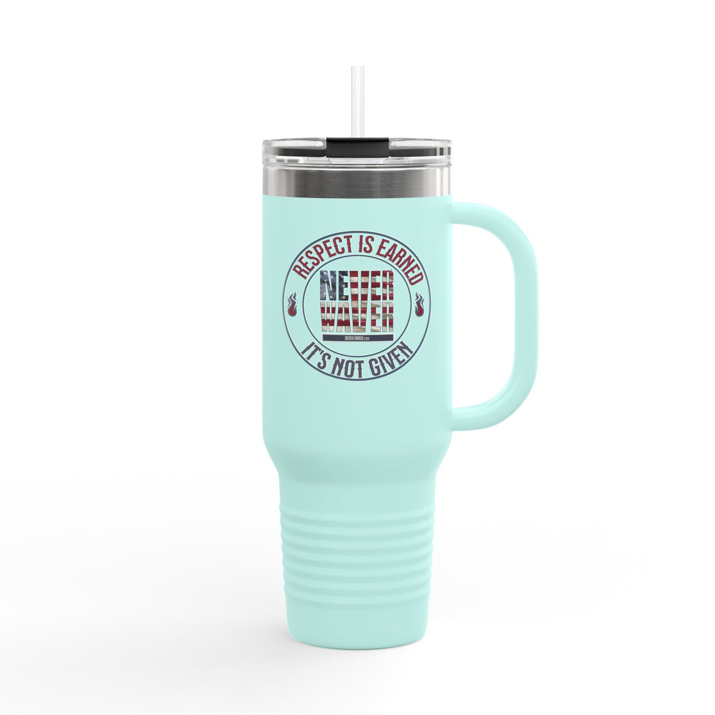Respect Is Earned 40oz Insulated Travel Mug — Motivational Stainless Tumbler for Commuting & Gym