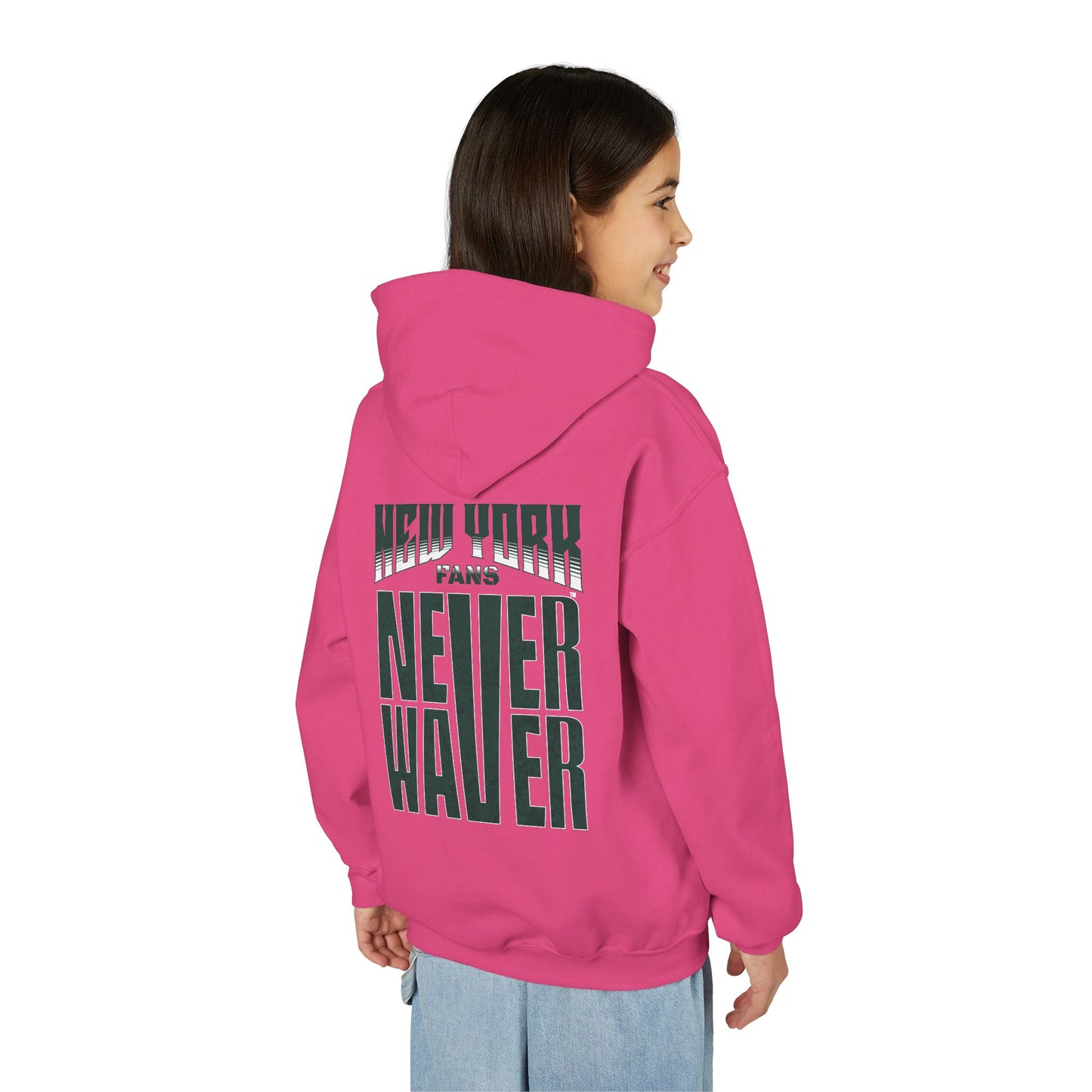 New York Fans Never Waver Youth Heavy Blend Hooded Sweatshirt