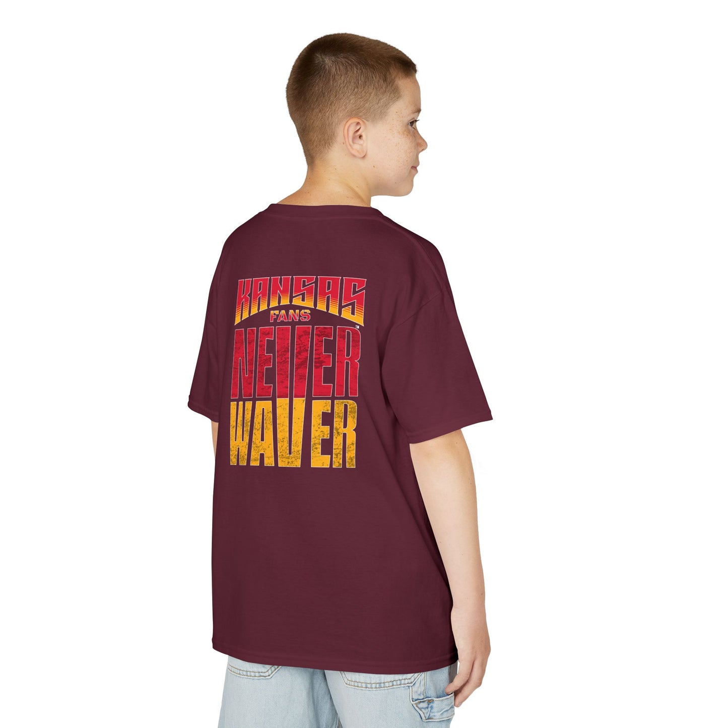 Kansas Fans Never Waver Kids Heavy Cotton™ Tee