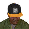Never Waver Embroidered Square Script Snapback Hat — Bold Monochrome Streetwear