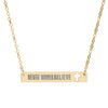 Cutout Cross Bar Necklace — "Never Waver, Believe" Engraved Christian Pendant