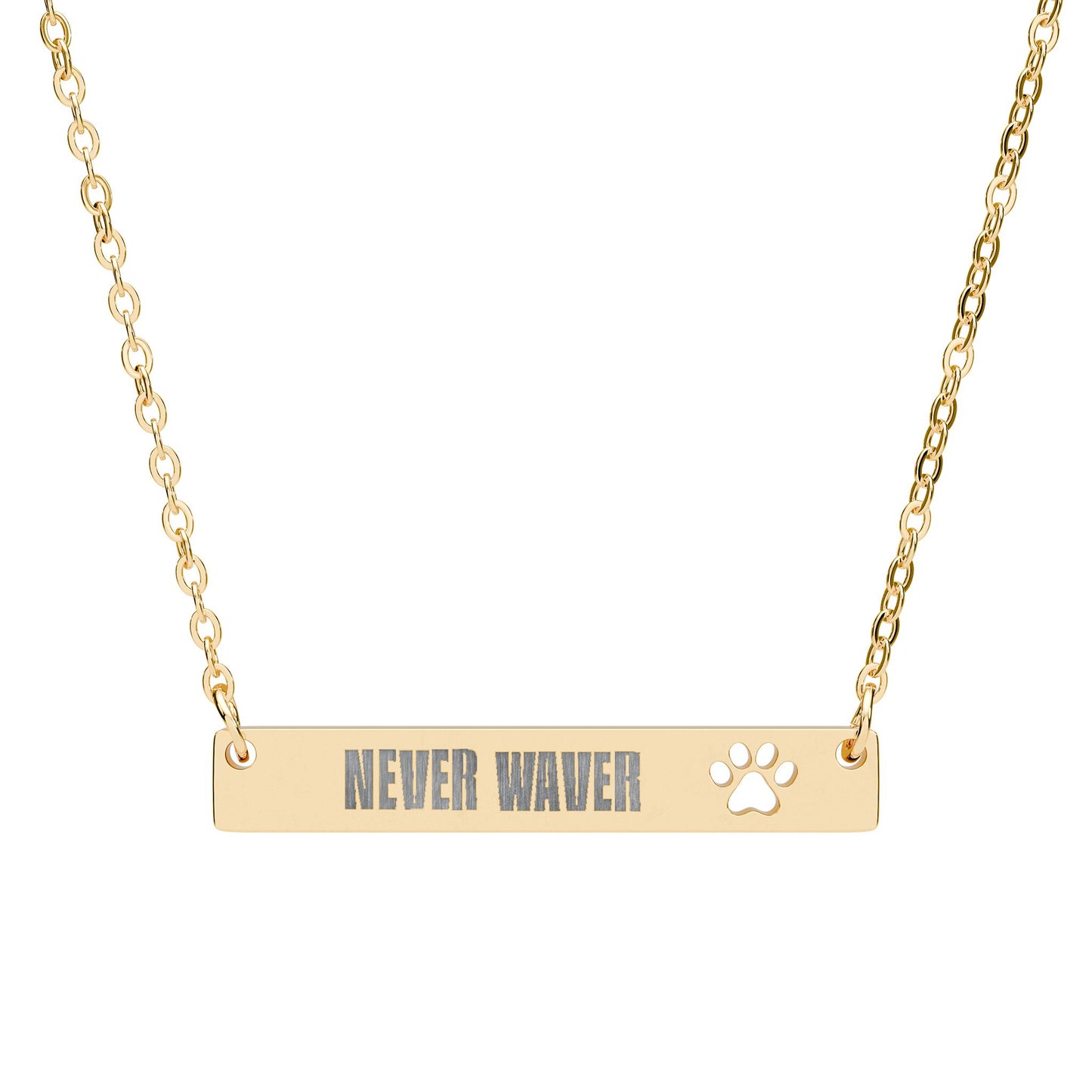 Never Waver  Paw Cutout Bar Necklace