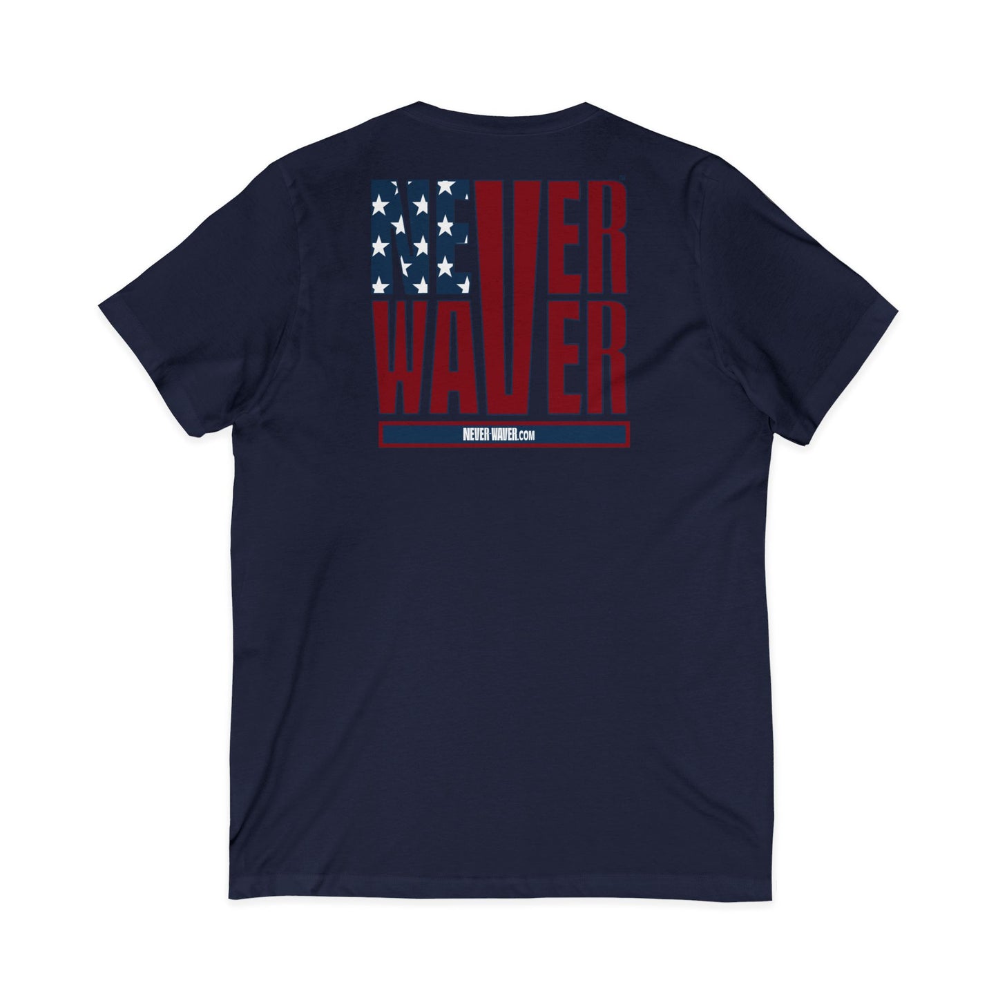 Never Waver Stylized Flag Design Unisex Jersey Short Sleeve V-Neck Tee