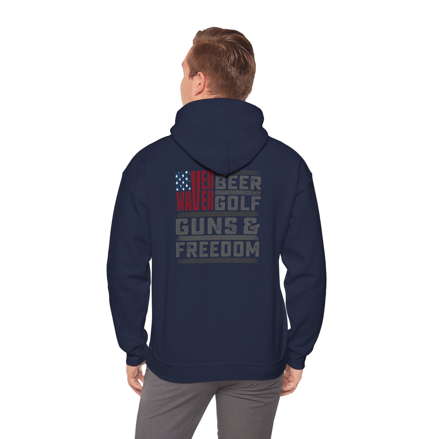 Never Waver Beer Golf Guns and Freedom Hoodie - Unisex Heavy Blend™ Sweatshirt