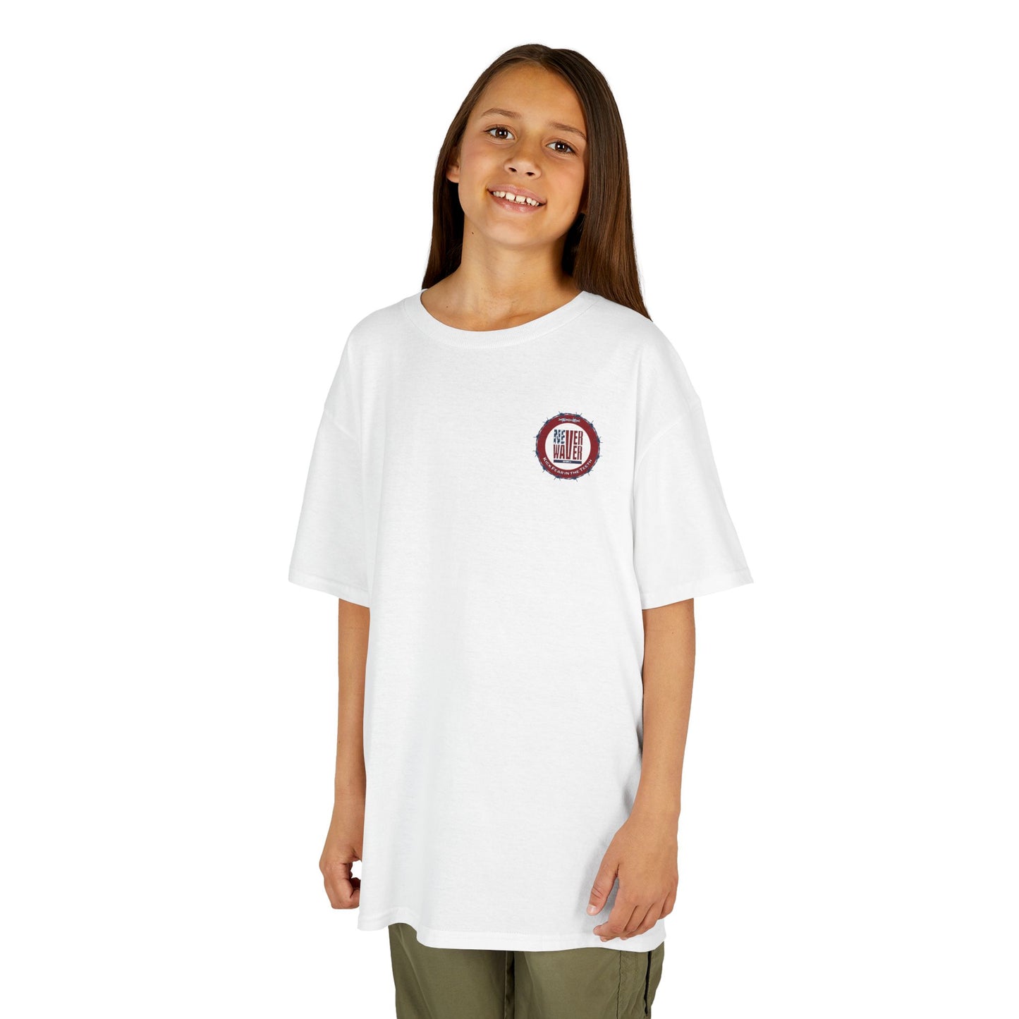 NEVER WAVER KICK FEAR IN THE TEETH Kids Heavy Cotton™ Tee