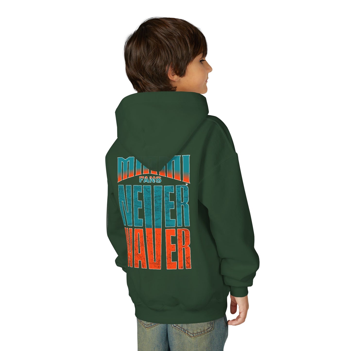 Miami Fans Never Waver Youth Heavy Blend Hooded Sweatshirt