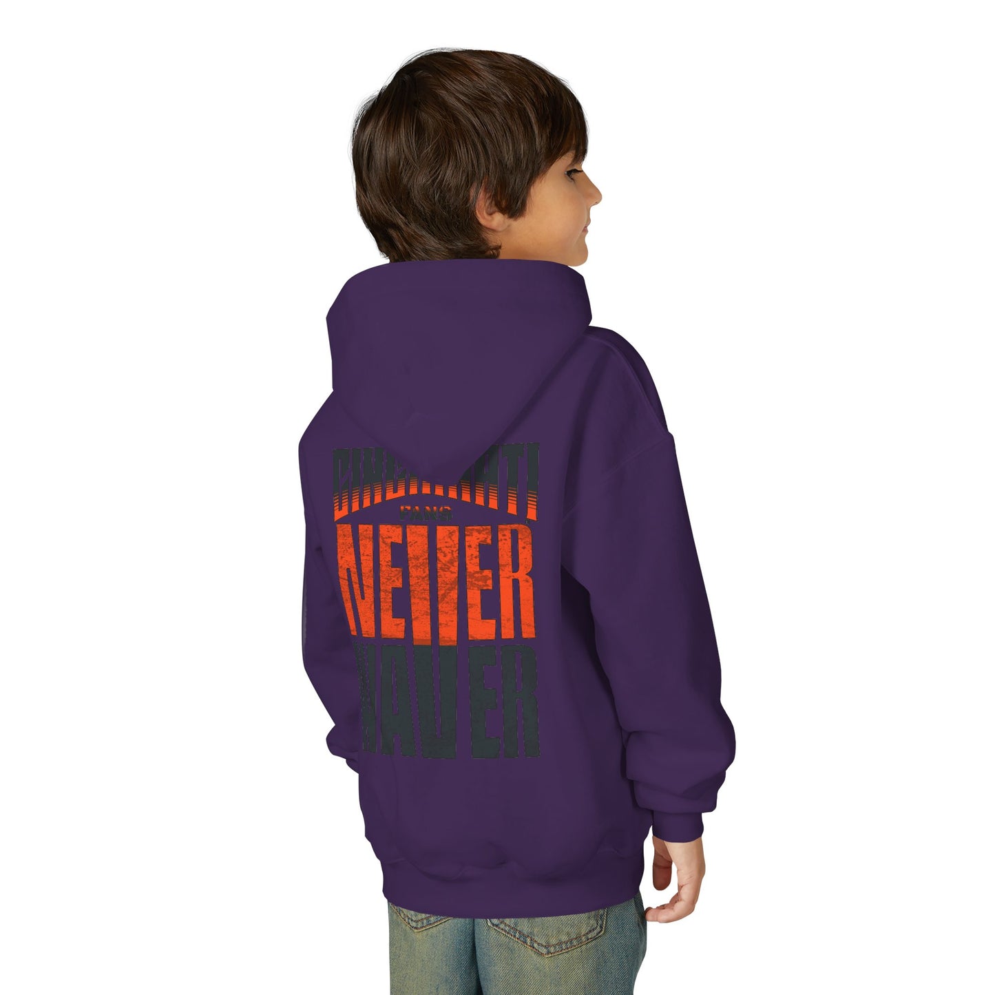 Cincinnati Fans Never Waver Youth Heavy Blend Hooded Sweatshirt