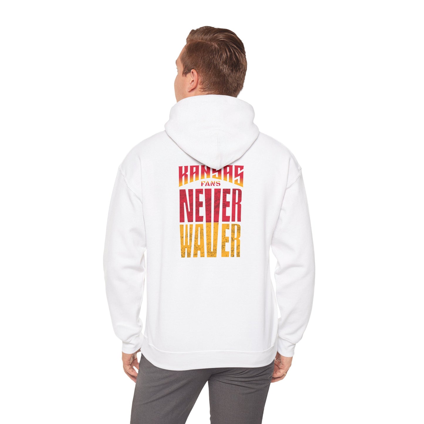 Kansas Fans Never Waver Unisex Heavy Blend™ Hooded Sweatshirt