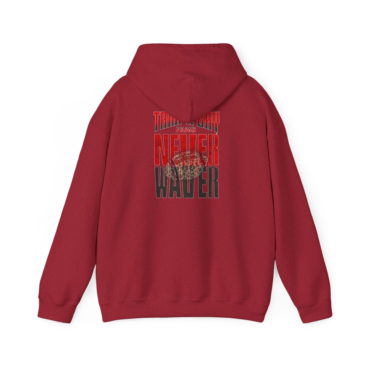 Tampa Bay Fans  Never Waver  w Leopard Football Unisex Heavy Blend™ Hoodie - Perfect for Sports Fans