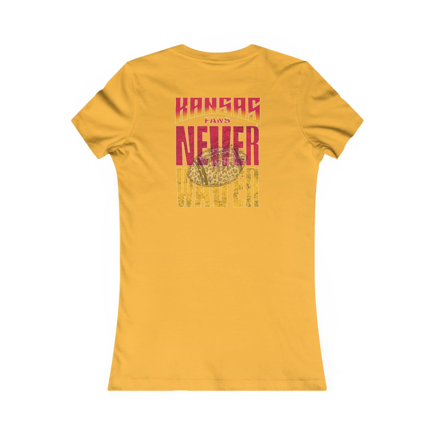 Kansas Fans Never Waver W-Leopard Football Women's Favorite Tee