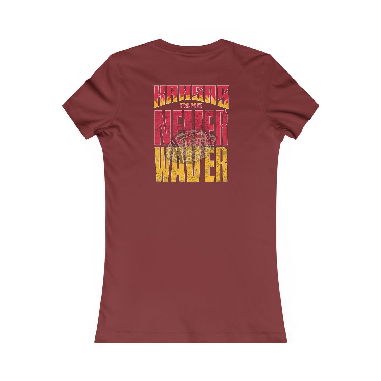 Kansas Fans Never Waver W-Leopard Football Women's Favorite Tee