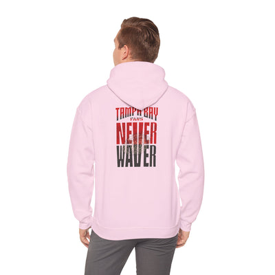 Tampa Bay Fans  Never Waver  w Leopard Football Unisex Heavy Blend™ Hoodie - Perfect for Sports Fans