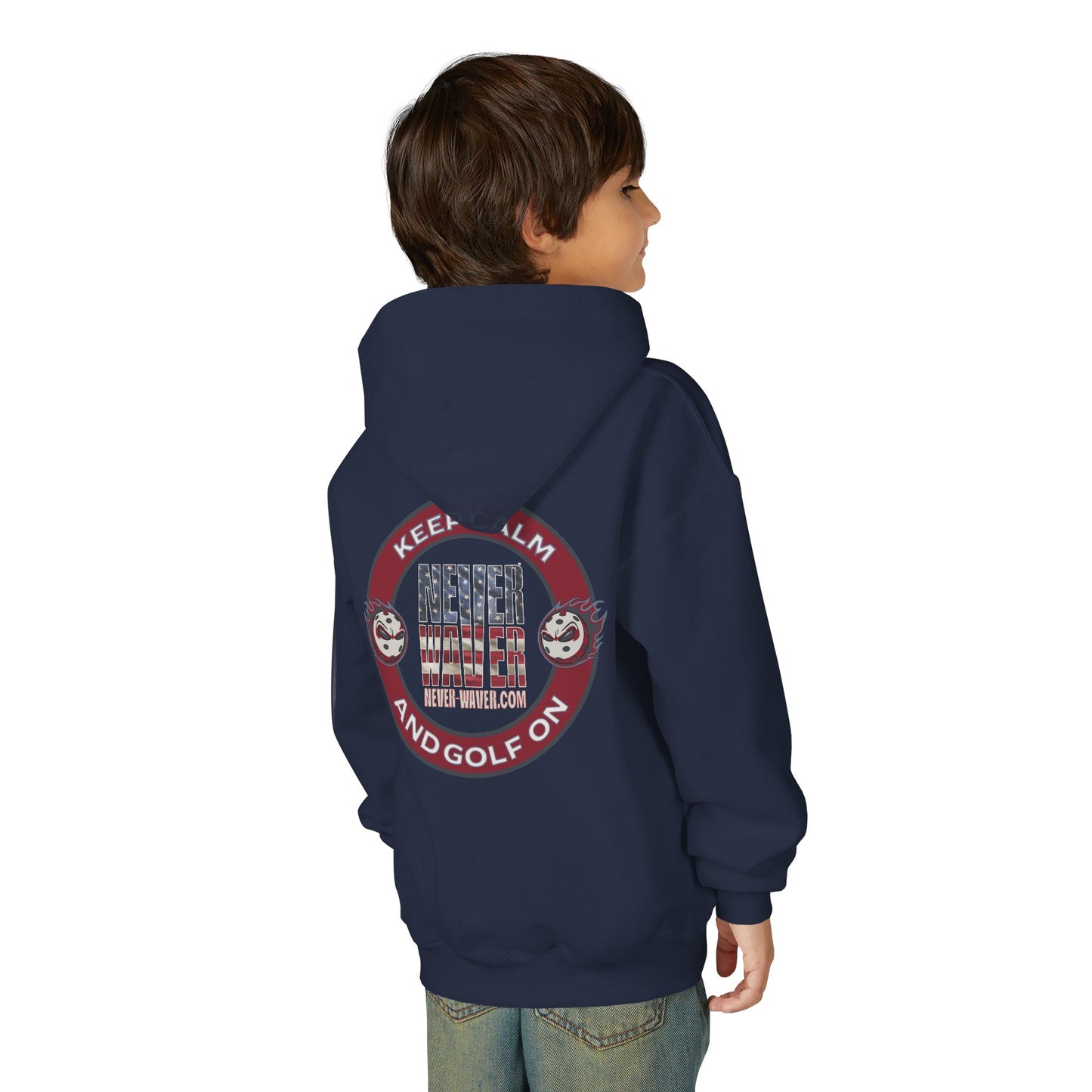 "Keep Calm Never Waver and Golf On" Hoodie for Young Golfers