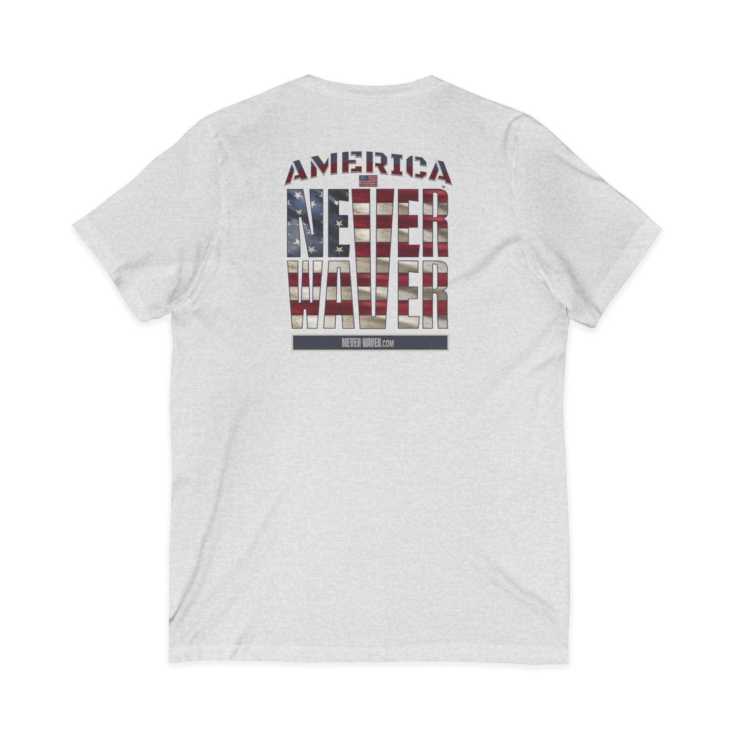 'America Never Wavers' Patriotic Shirt Unisex V-Neck Tee