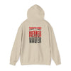 Tampa Bay Fans  Never Waver  w Leopard Football Unisex Heavy Blend™ Hoodie - Perfect for Sports Fans