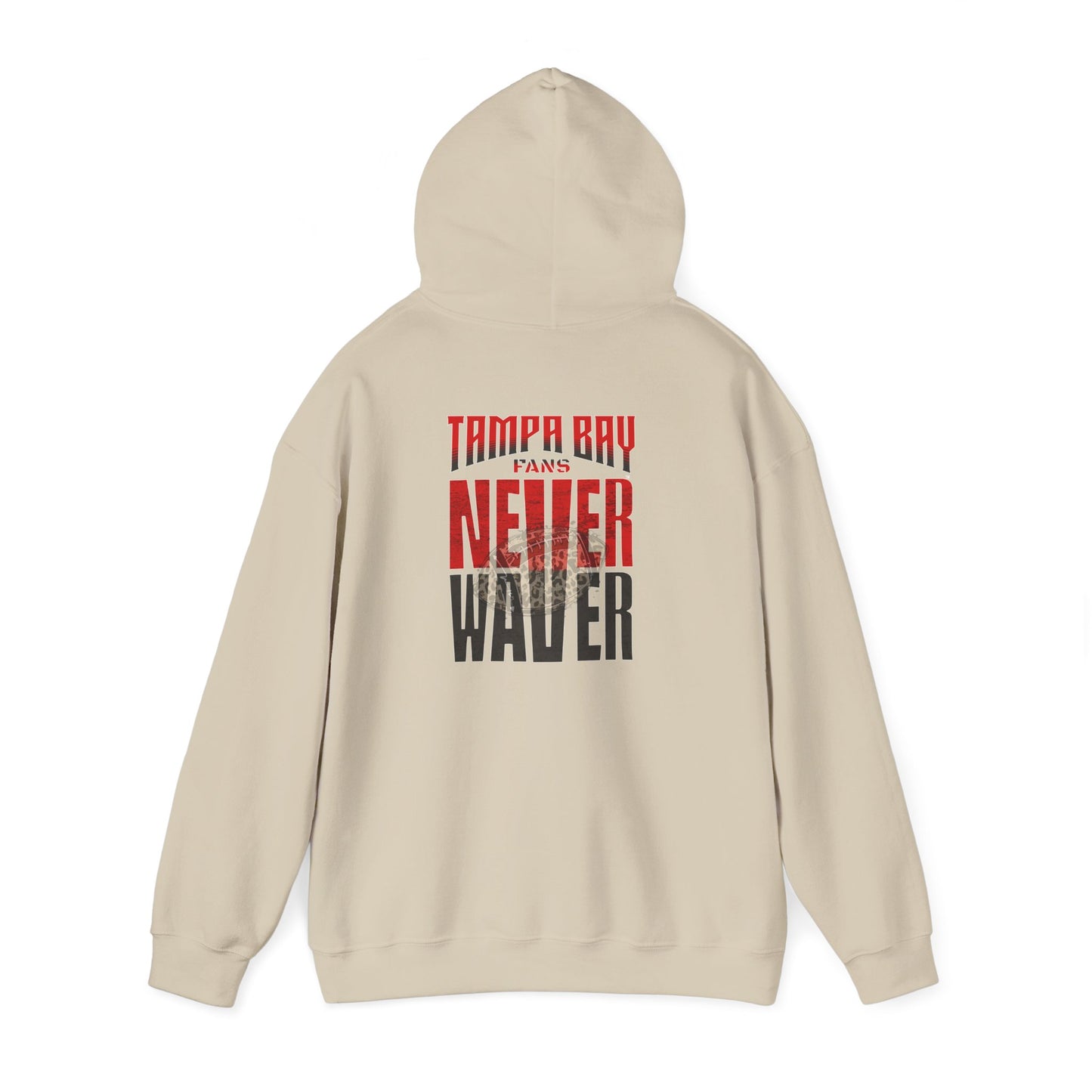 Tampa Bay Fans  Never Waver  w Leopard Football Unisex Heavy Blend™ Hoodie - Perfect for Sports Fans