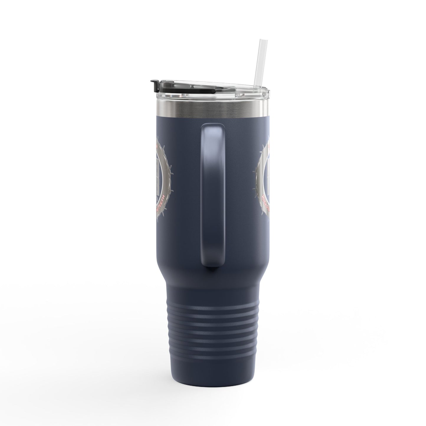 Never Waver 40oz Insulated Travel Mug — "Kick Fear in the Teeth"