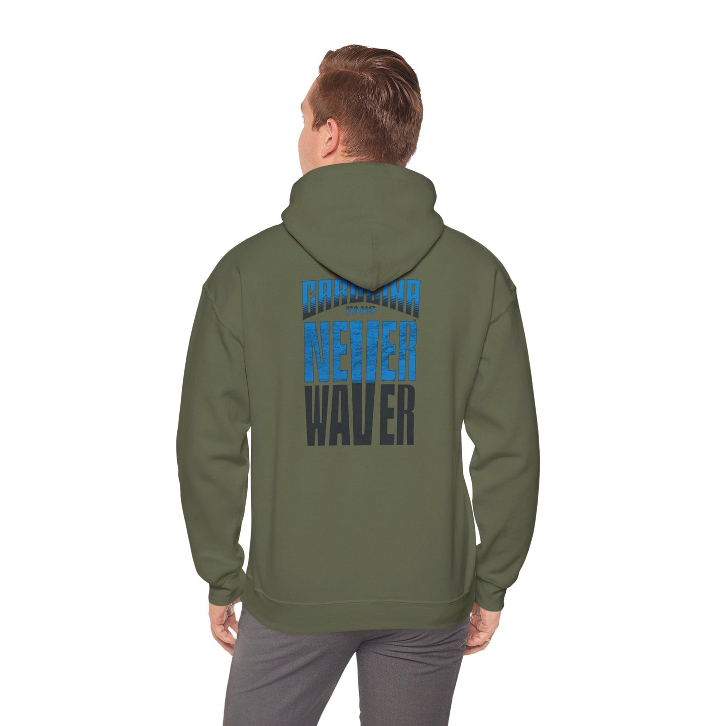 Carolina Fans Never Waver Hooded Sweatshirt | Unisex Heavy Blend™ | Casual Comfort for Fans
