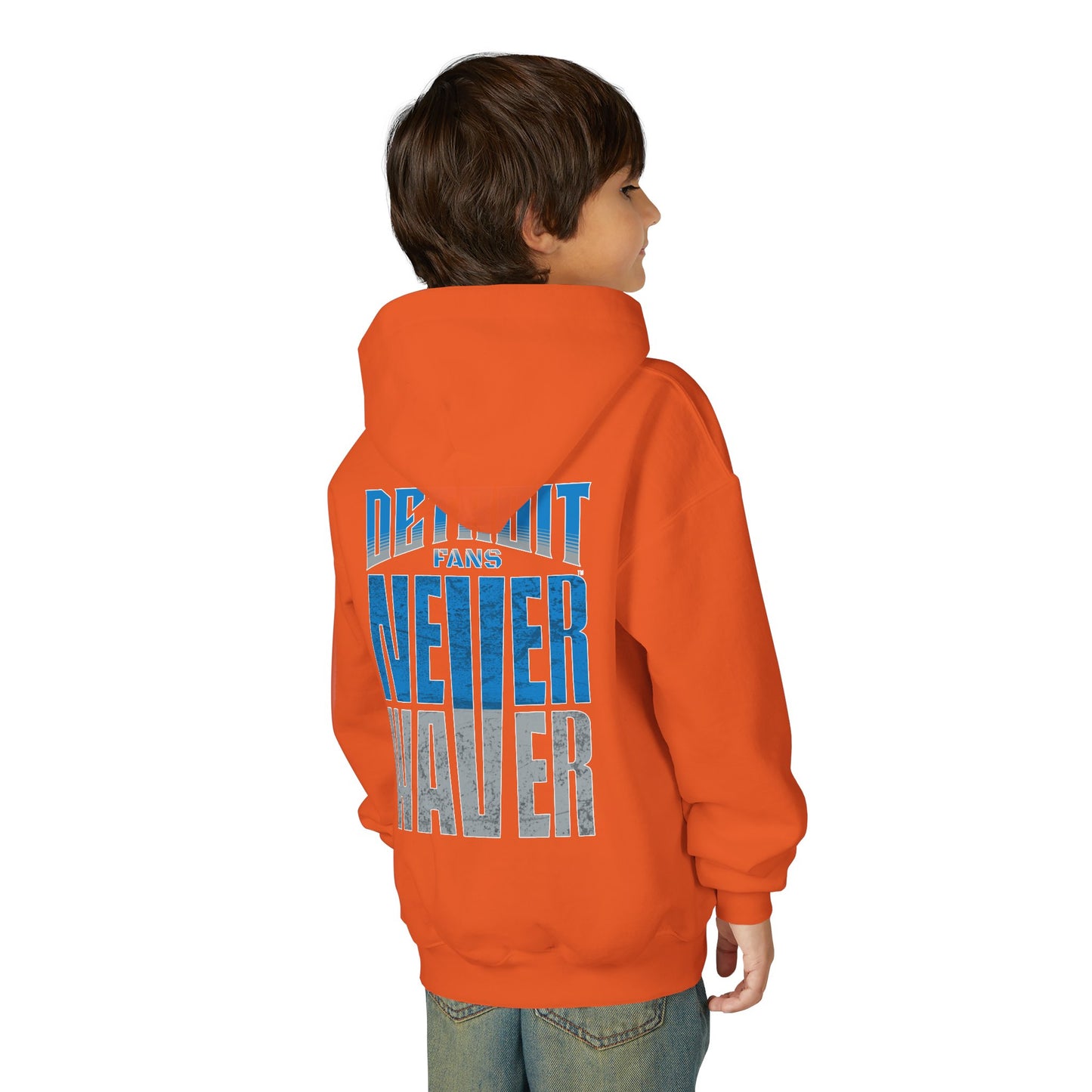 Detroit Fans Never Waver Youth Heavy Blend Hooded Sweatshirt