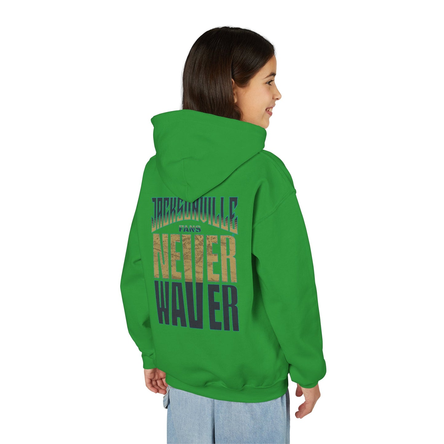 Jacksonville Fans Never Waver Youth Heavy Blend Hooded Sweatshirt