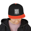 Never Waver Embroidered Square Script Snapback Hat — Bold Monochrome Streetwear