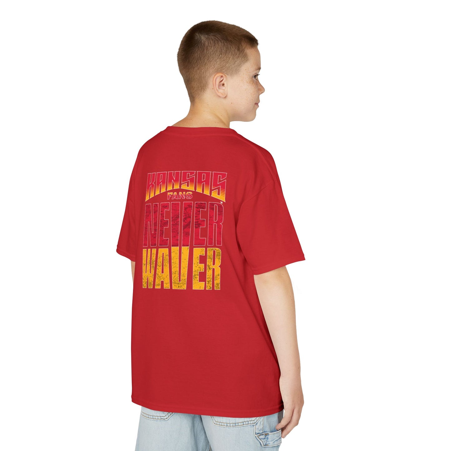 Kansas Fans Never Waver Kids Heavy Cotton™ Tee