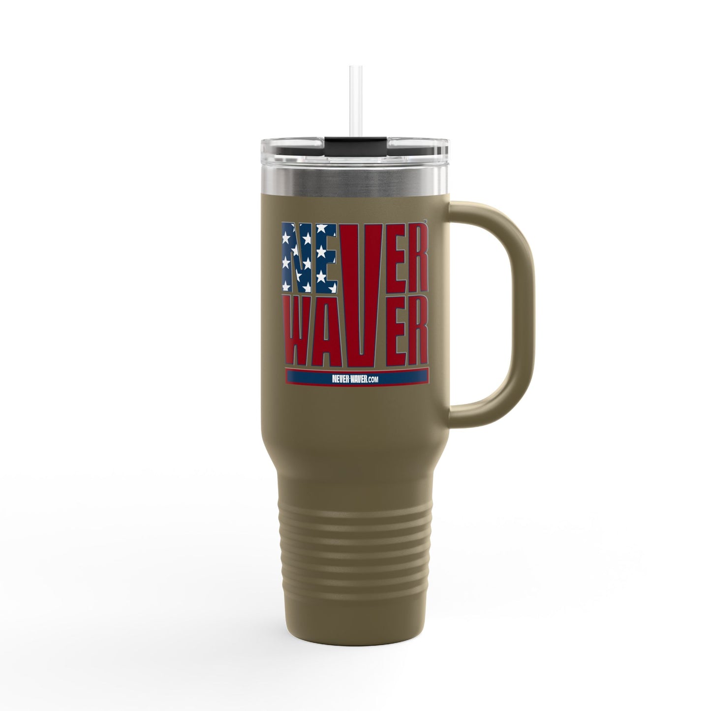 Never Waver Stylized Flag Design  Insulated Travel Mug, 40oz