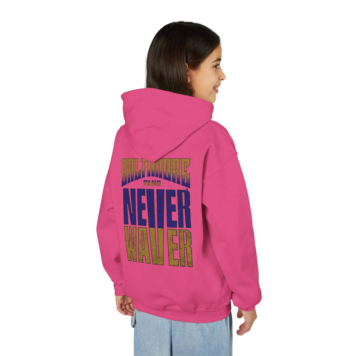 Baltimore Fans Never Waver Youth Heavy Blend Hooded Sweatshirt