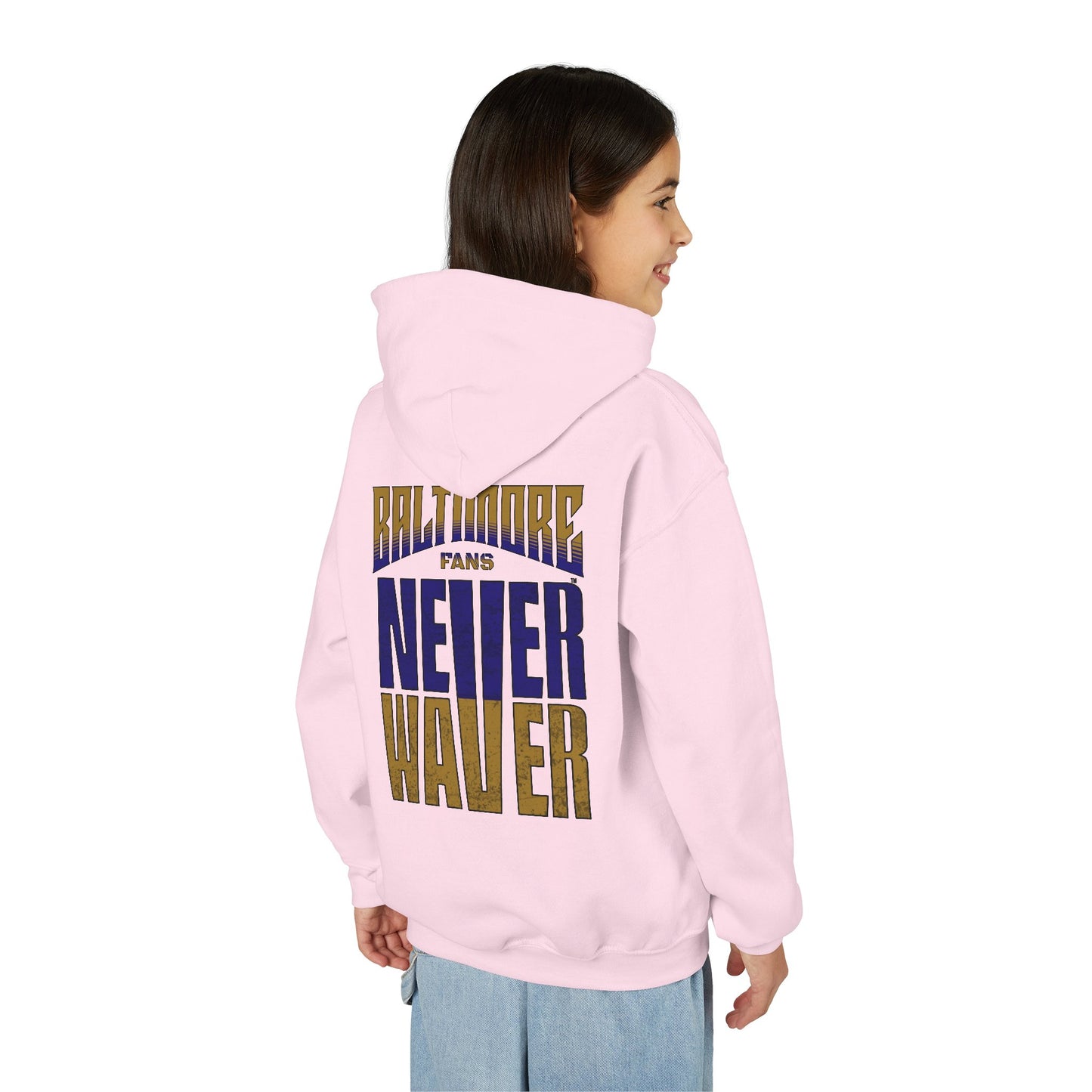 Baltimore Fans Never Waver Youth Heavy Blend Hooded Sweatshirt