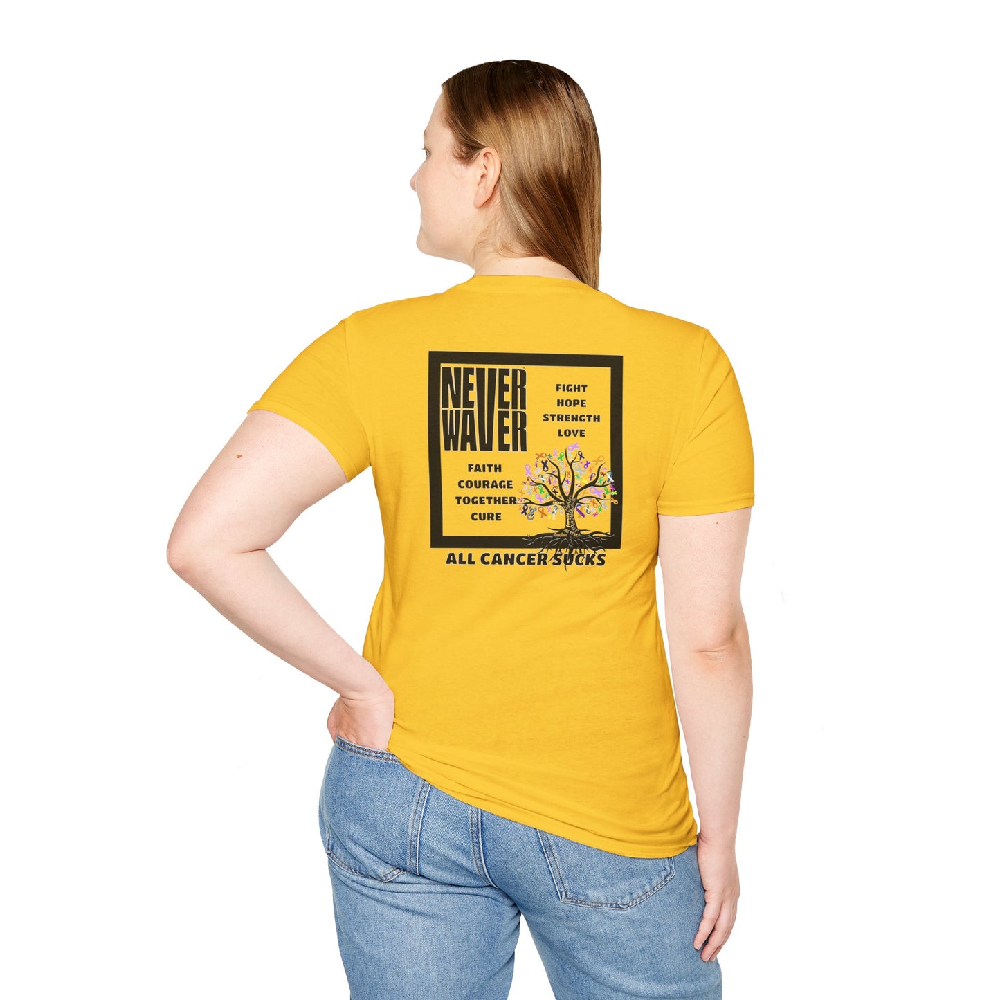 Cancer Awareness Tree Unisex T-Shirt Never Waver Tree of Cancer Ribbons ALL CANCERS SUCK!